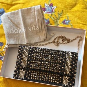 Dolce Vita Black and Gold Studded Wristlet